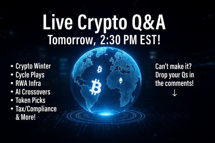 Live Crypto Q&A on Wednesday at 2:30 PM EST