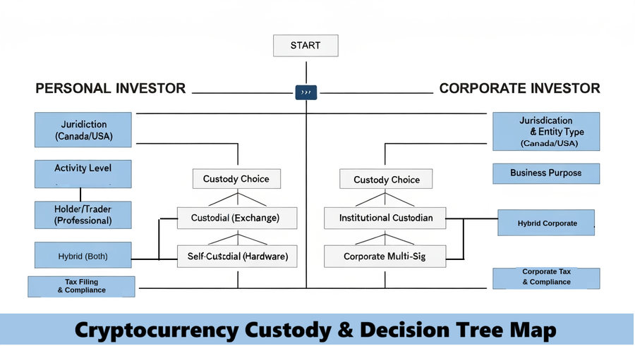 Cryptocurrency Custody & Tax Decision Tree Map