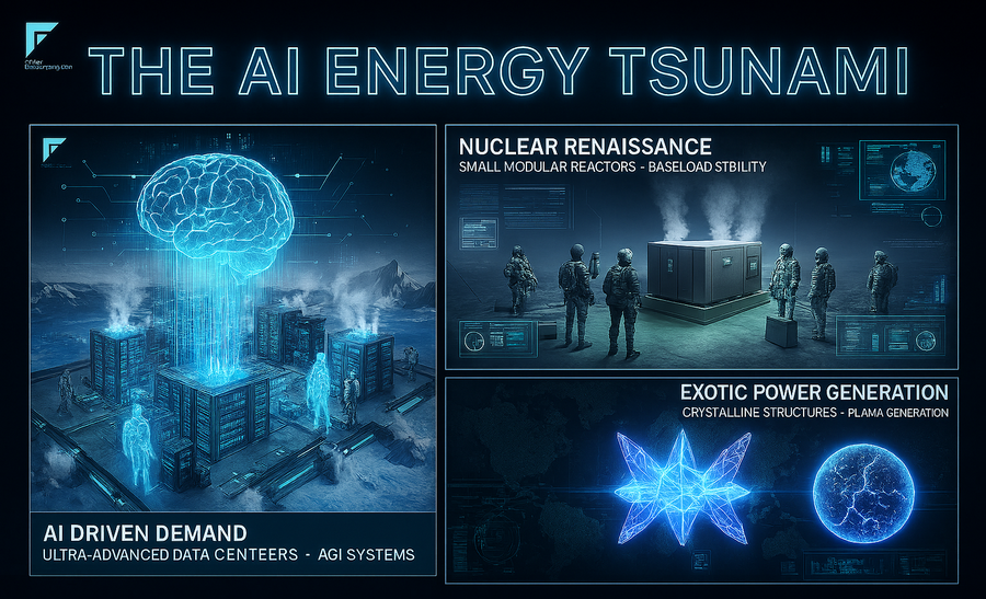 Remote Viewing the Energy Grid of 2035: From AI Data Centers to Crystalline Power Sources
